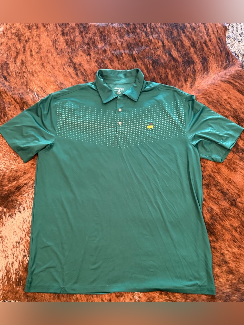 Official Masters Tournament Tech Polo Shirt Men's XXL Green Chevron Dot Pattern